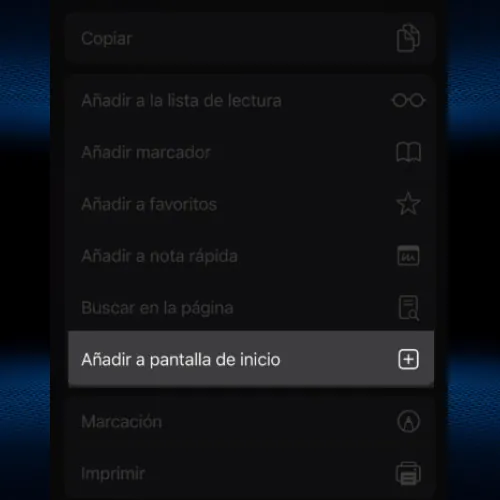 Añadir a la pantalla de inicio de 1Win